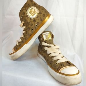 Pro Keds Roca Wear Gold Logo Lace Up Hi Top Shoes W 6.5